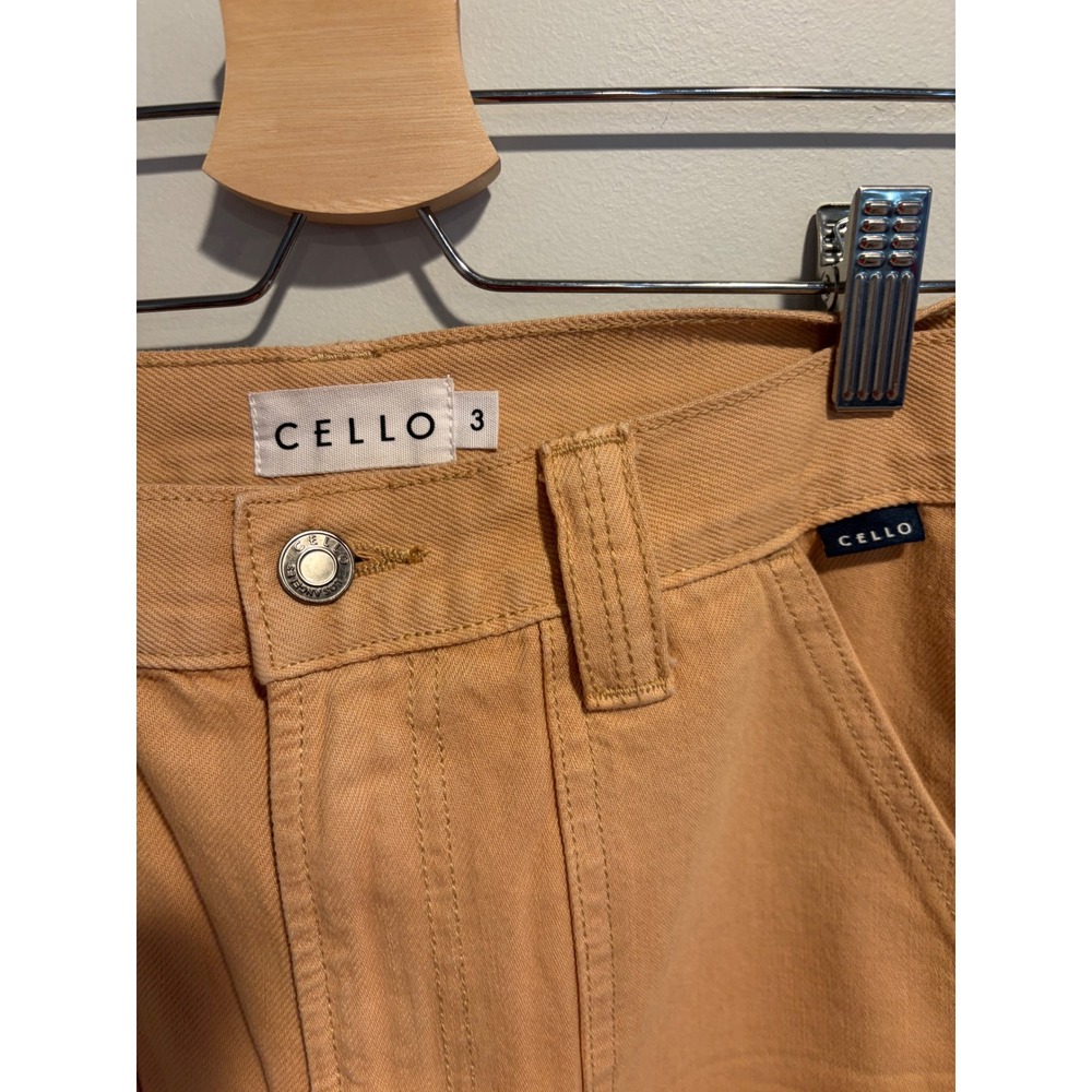 Cello Women Tan High Waisted Cargo Carpenter Pants Straight Leg Size 3 - Picture 2 of 4